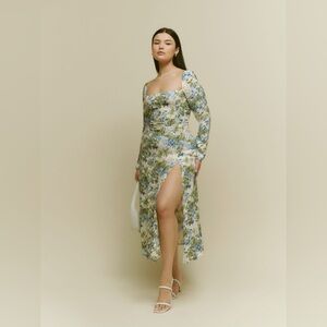Reformation Sigmund Dress In Hillside Long Sleeve Midi 0
